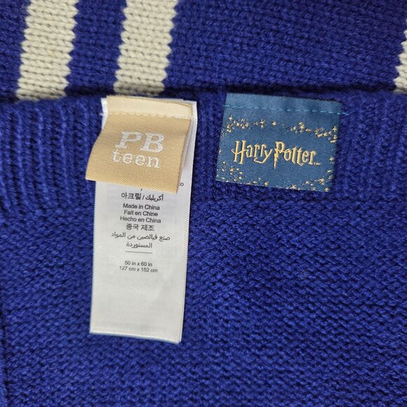 Pottery Barn Teen Harry Potter Ravenclaw Blue Throw Blanket 50x60 Stripe - Picture 3 of 8